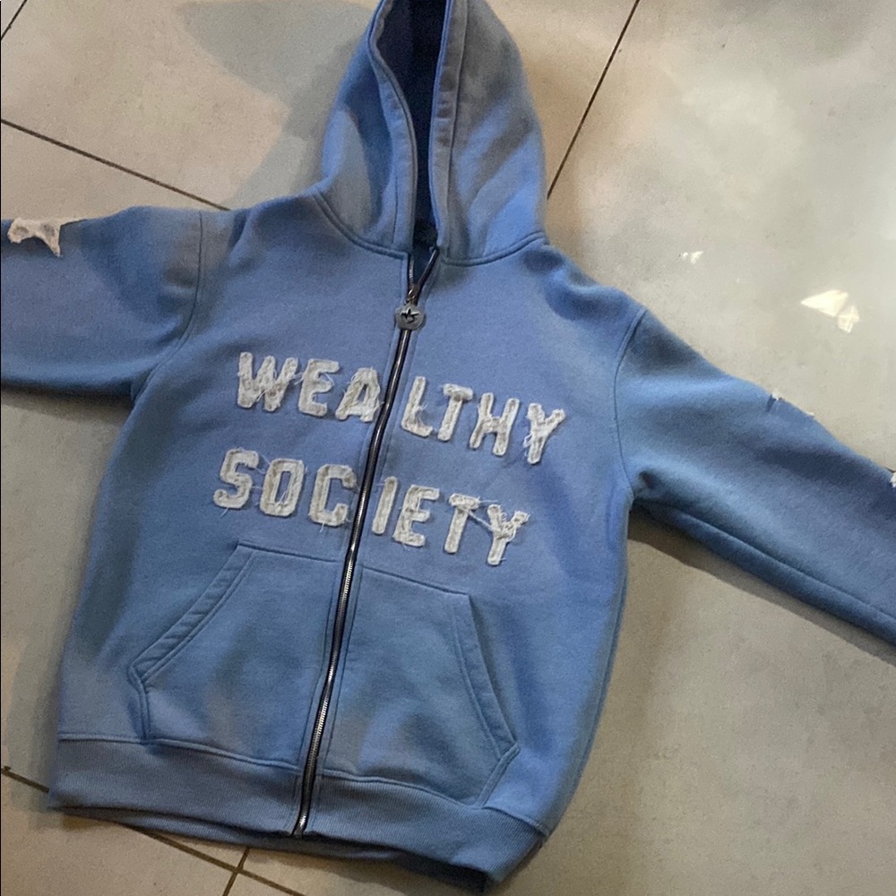 WEALTHY SOCIETY Blue Hoodie FOR MAN IN WOMAN size L and M